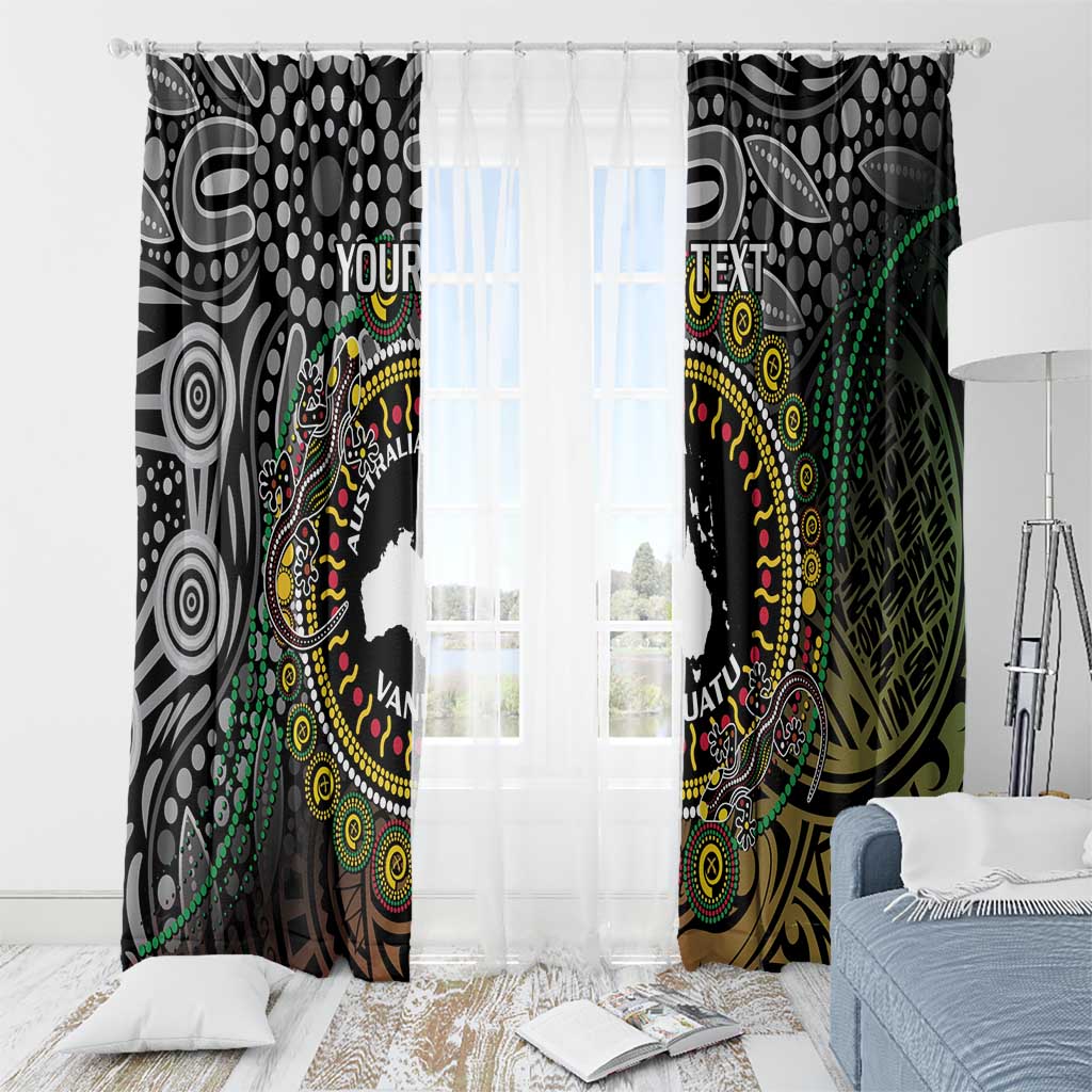 Personalised Australia And Vanuatu Window Curtain Aboriginal Lizard Polynesia Ni-Van Pig Tusk LT14 - Polynesian Pride