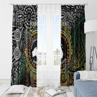 Personalised Australia And Vanuatu Window Curtain Aboriginal Lizard Polynesia Ni-Van Pig Tusk LT14 - Polynesian Pride