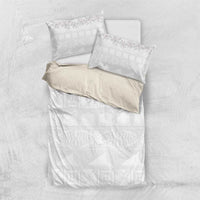 Tokelau White Sunday Bedding Set Polynesian Pattern Gardenia Thunbergia