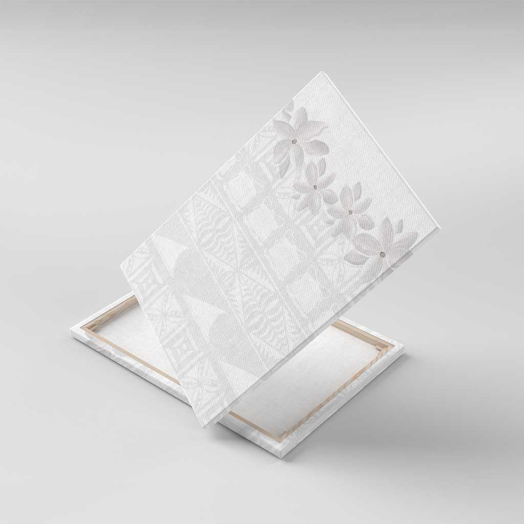 Tokelau White Sunday Canvas Wall Art Polynesian Pattern Gardenia Thunbergia