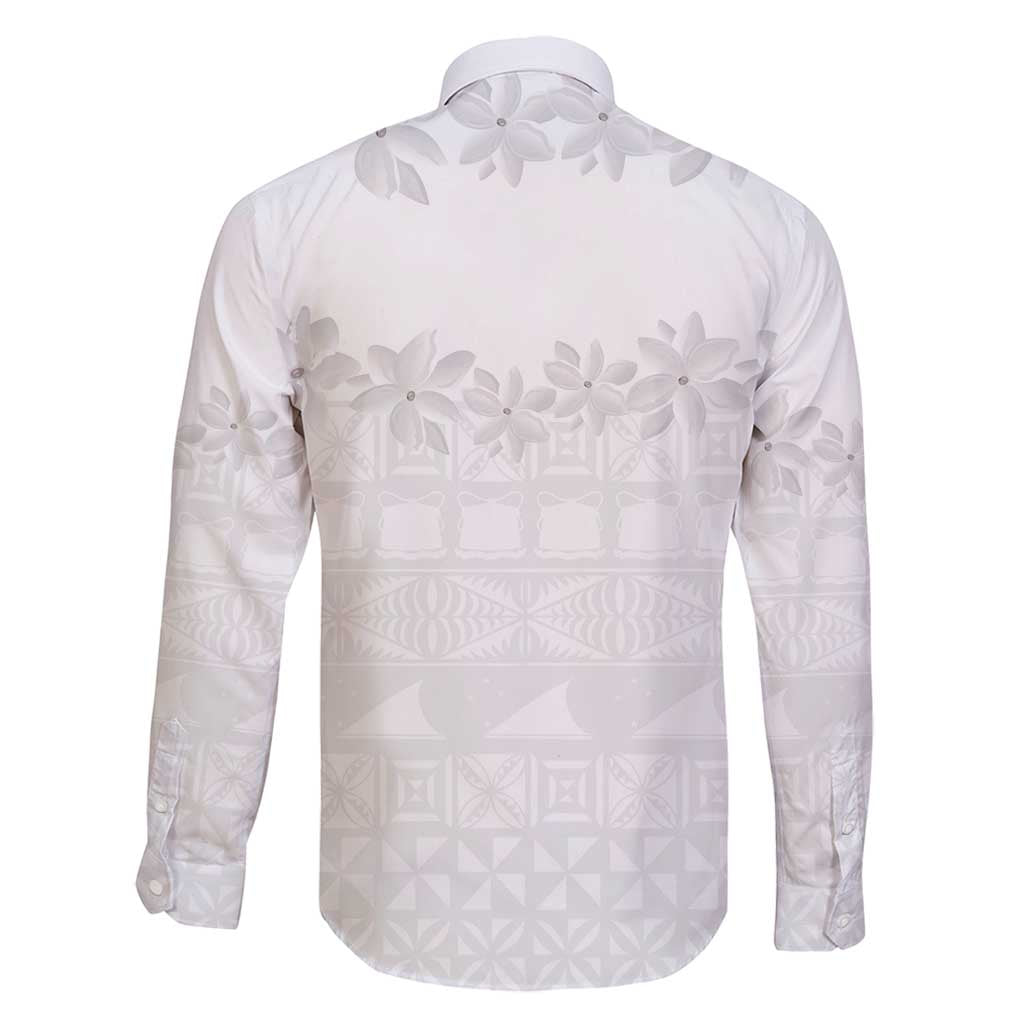 Tokelau White Sunday Family Matching Off Shoulder Maxi Dress and Hawaiian Shirt Polynesian Pattern Gardenia Thunbergia