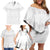 Tokelau White Sunday Family Matching Off Shoulder Short Dress and Hawaiian Shirt Polynesian Pattern Gardenia Thunbergia