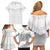 Tokelau White Sunday Family Matching Off Shoulder Short Dress and Hawaiian Shirt Polynesian Pattern Gardenia Thunbergia