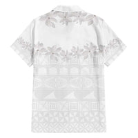 Tokelau White Sunday Family Matching Short Sleeve Bodycon Dress and Hawaiian Shirt Polynesian Pattern Gardenia Thunbergia
