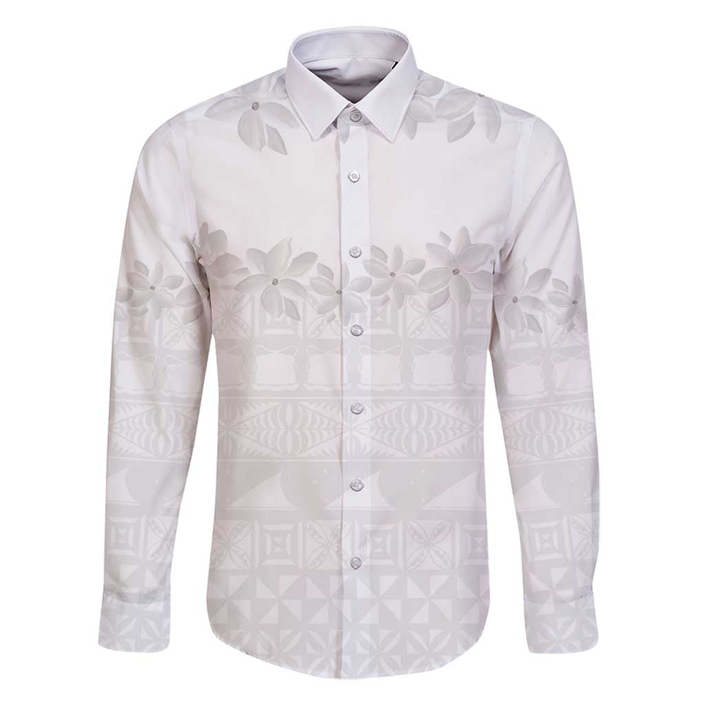 Tokelau White Sunday Family Matching Summer Maxi Dress and Hawaiian Shirt Polynesian Pattern Gardenia Thunbergia