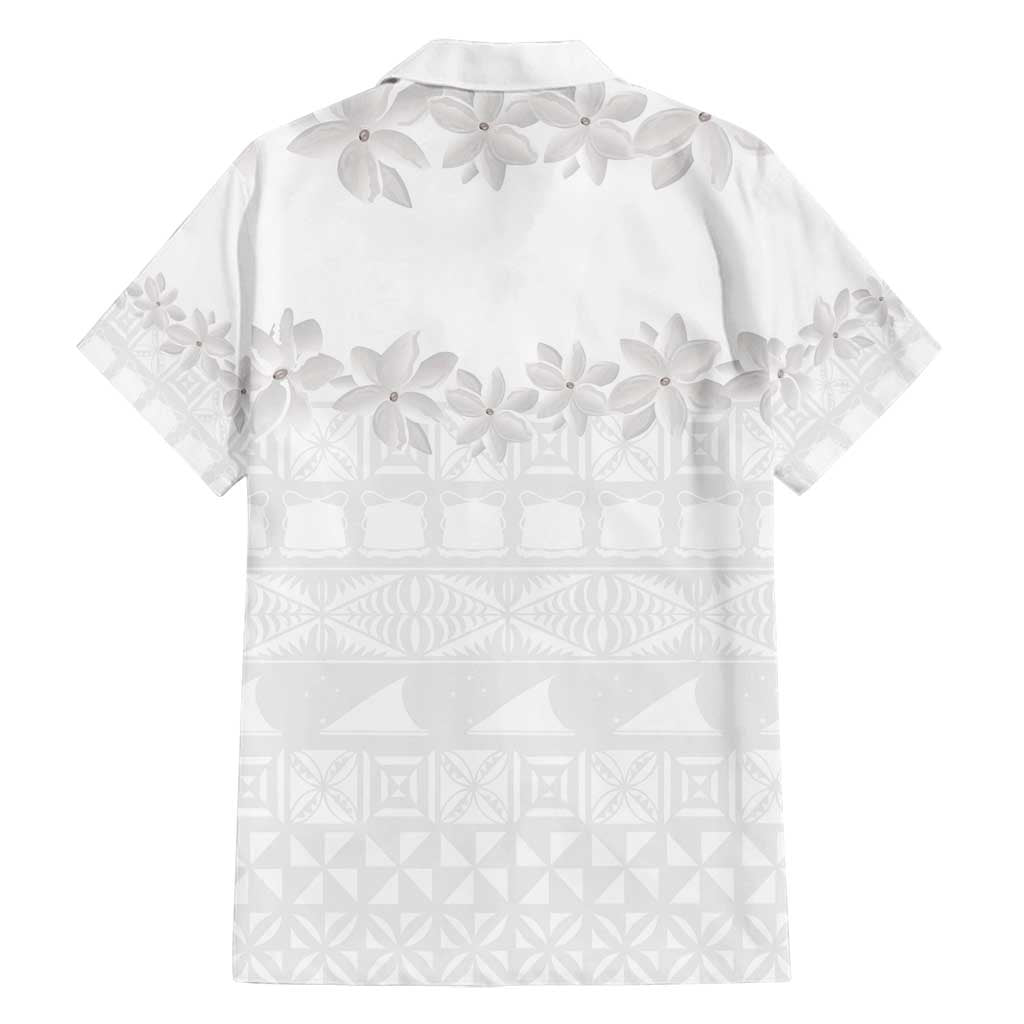 Tokelau White Sunday Family Matching Tank Maxi Dress and Hawaiian Shirt Polynesian Pattern Gardenia Thunbergia