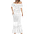 Tokelau White Sunday Mermaid Dress Polynesian Pattern Gardenia Thunbergia