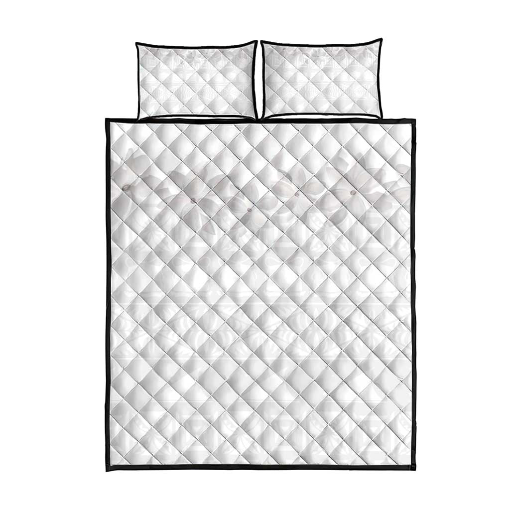 Tokelau White Sunday Quilt Bed Set Polynesian Pattern Gardenia Thunbergia