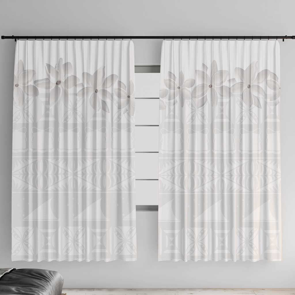 Tokelau White Sunday Window Curtain Polynesian Pattern Gardenia Thunbergia