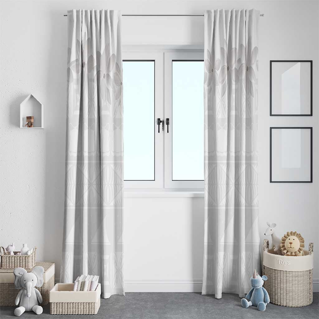 Tokelau White Sunday Window Curtain Polynesian Pattern Gardenia Thunbergia