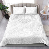 American Samoa White Sunday Bedding Set Lotu Tamaiti Plumeria With Samoan Pattern