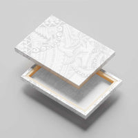 American Samoa White Sunday Canvas Wall Art Lotu Tamaiti Plumeria With Samoan Pattern