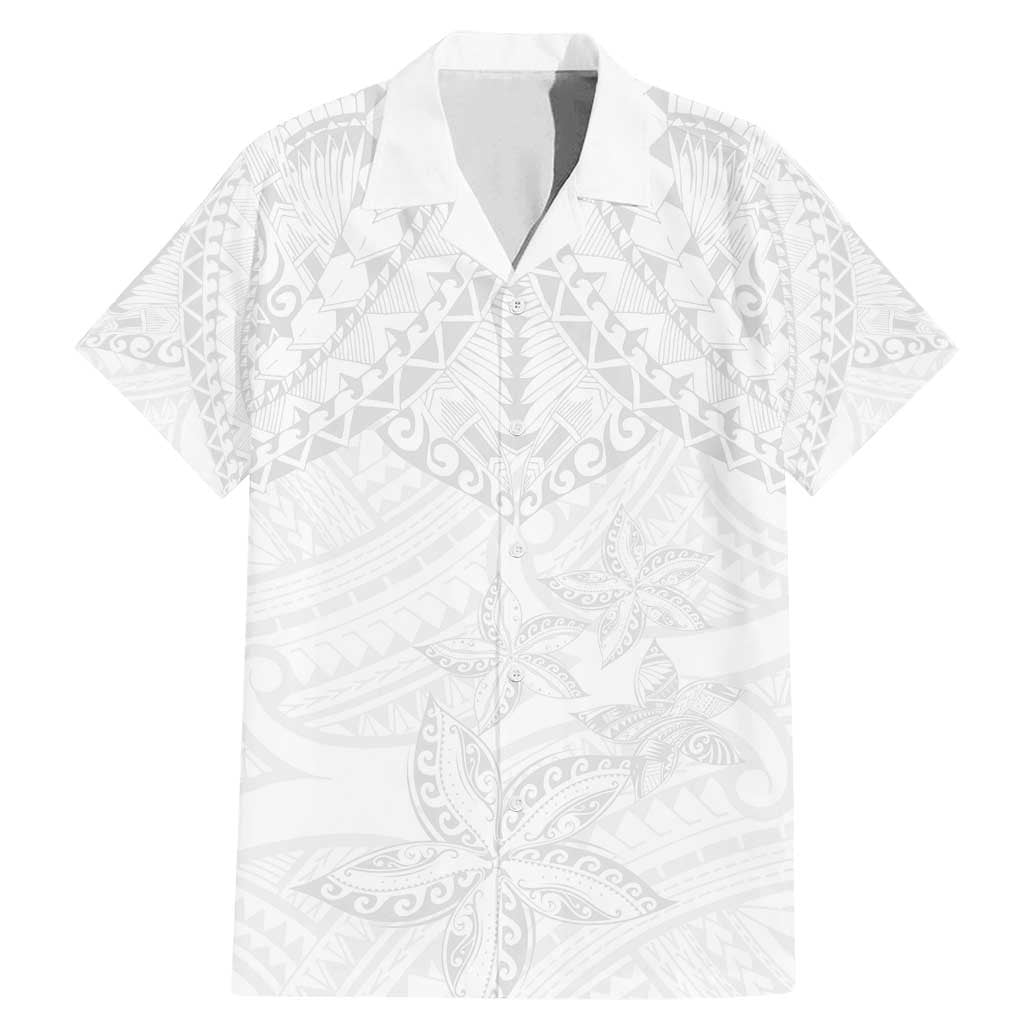 American Samoa White Sunday Family Matching Mermaid Dress and Hawaiian Shirt Lotu Tamaiti Plumeria With Samoan Pattern