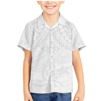 American Samoa White Sunday Family Matching Mermaid Dress and Hawaiian Shirt Lotu Tamaiti Plumeria With Samoan Pattern