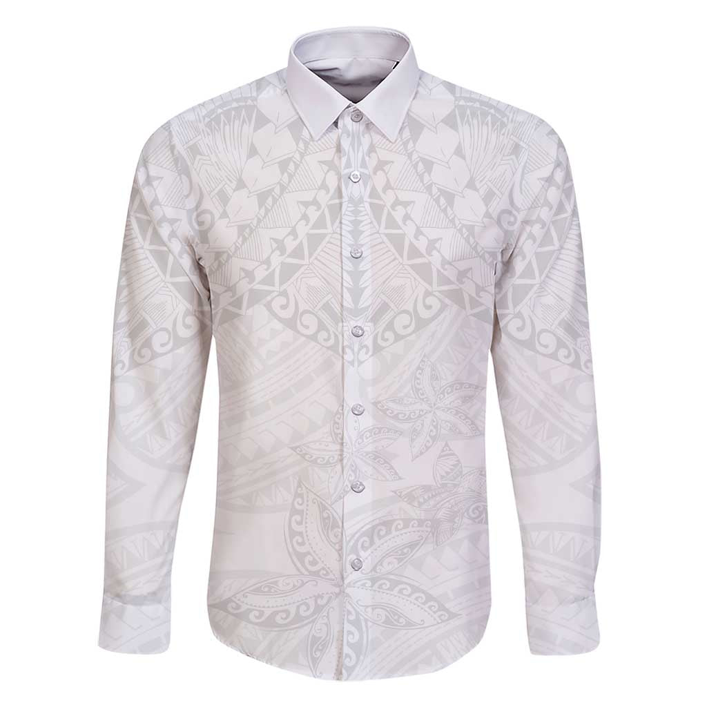 American Samoa White Sunday Family Matching Short Sleeve Bodycon Dress and Hawaiian Shirt Lotu Tamaiti Plumeria With Samoan Pattern