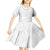 American Samoa White Sunday Kid Short Sleeve Dress Lotu Tamaiti Plumeria With Samoan Pattern