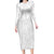 American Samoa White Sunday Long Sleeve Bodycon Dress Lotu Tamaiti Plumeria With Samoan Pattern