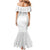 American Samoa White Sunday Mermaid Dress Lotu Tamaiti Plumeria With Samoan Pattern