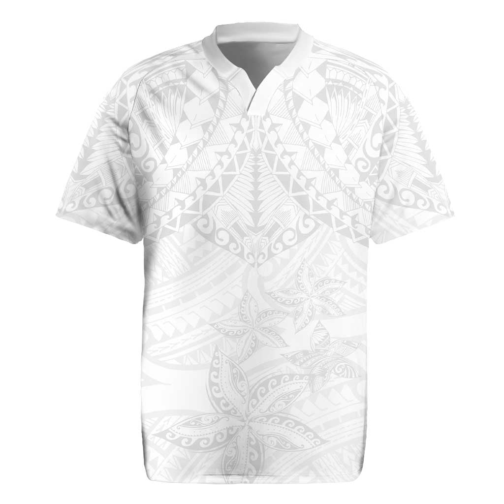 American Samoa White Sunday Rugby Jersey Lotu Tamaiti Plumeria With Samoan Pattern