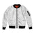 American Samoa White Sunday Sleeve Zip Bomber Jacket Lotu Tamaiti Plumeria With Samoan Pattern