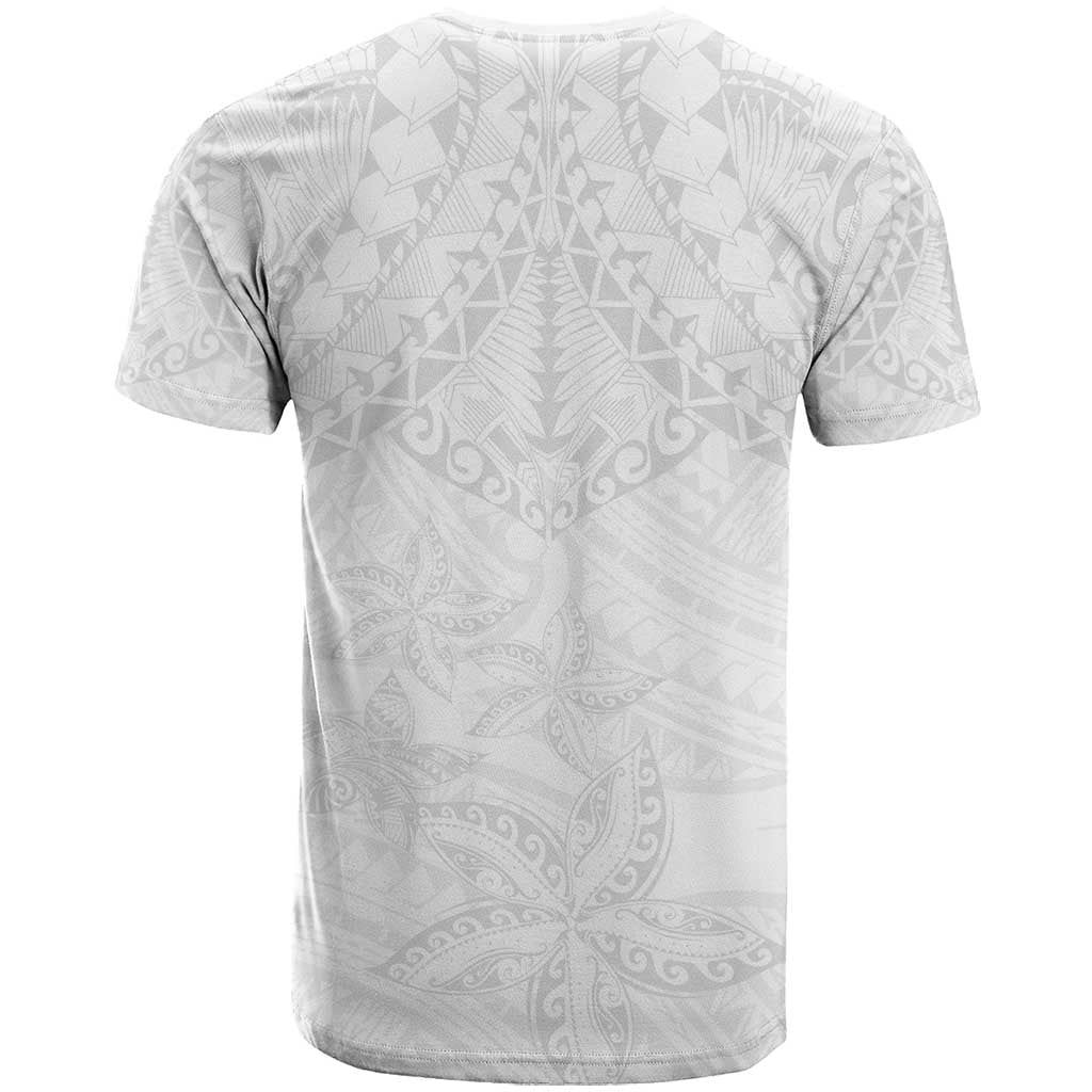 American Samoa White Sunday T Shirt Lotu Tamaiti Plumeria With Samoan Pattern