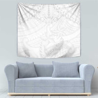 American Samoa White Sunday Tapestry Lotu Tamaiti Plumeria With Samoan Pattern