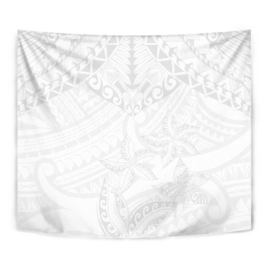 American Samoa White Sunday Tapestry Lotu Tamaiti Plumeria With Samoan Pattern