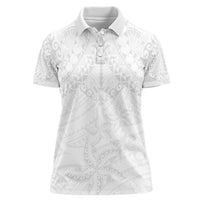 American Samoa White Sunday Women Polo Shirt Lotu Tamaiti Plumeria With Samoan Pattern