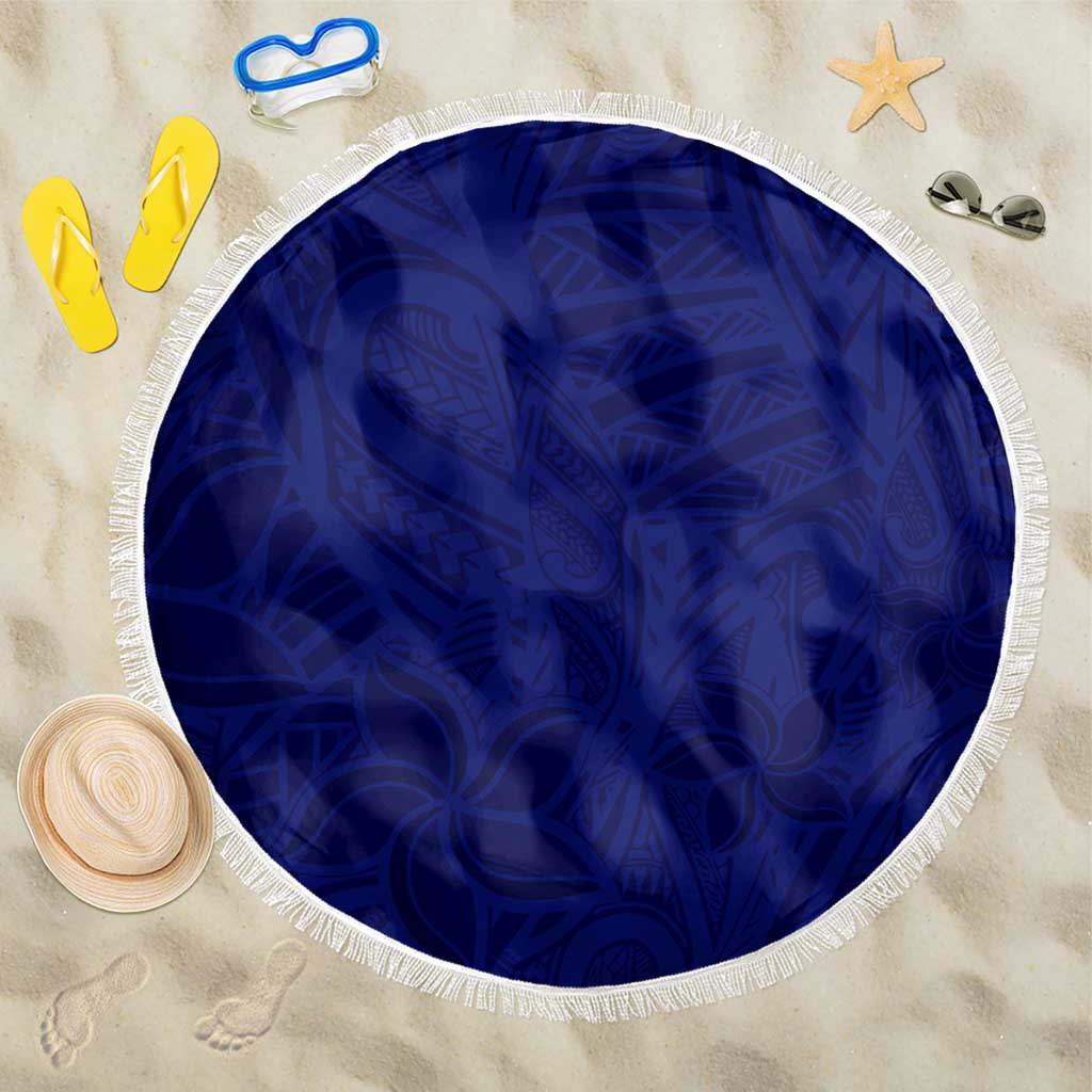 Blue Polynesia Beach Blanket Polynesian Pattern Mix Plumeria LT14 One Size 150cm Blue - Polynesian Pride