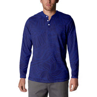 Blue Polynesia Button Sweatshirt Polynesian Pattern Mix Plumeria LT14 - Polynesian Pride