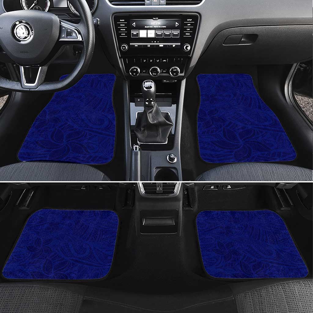 Blue Polynesia Car Mats Polynesian Pattern Mix Plumeria LT14 Set 4pcs Blue - Polynesian Pride