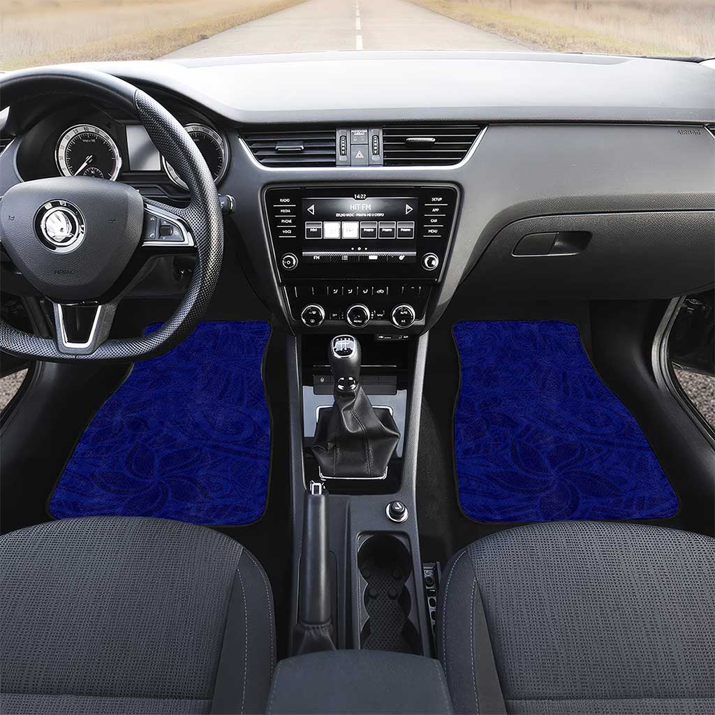 Blue Polynesia Car Mats Polynesian Pattern Mix Plumeria LT14 Set 2pcs - Front Blue - Polynesian Pride