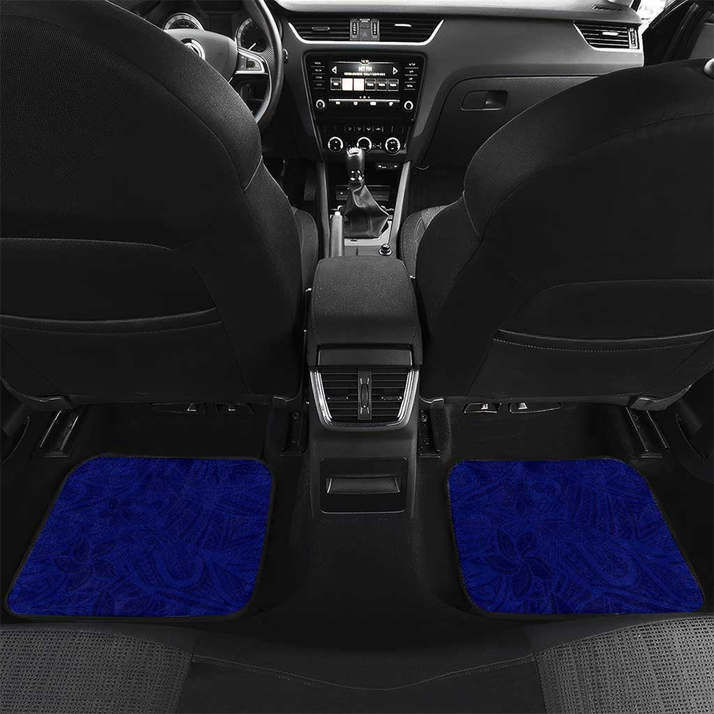 Blue Polynesia Car Mats Polynesian Pattern Mix Plumeria LT14 Set 2pcs - Back Blue - Polynesian Pride