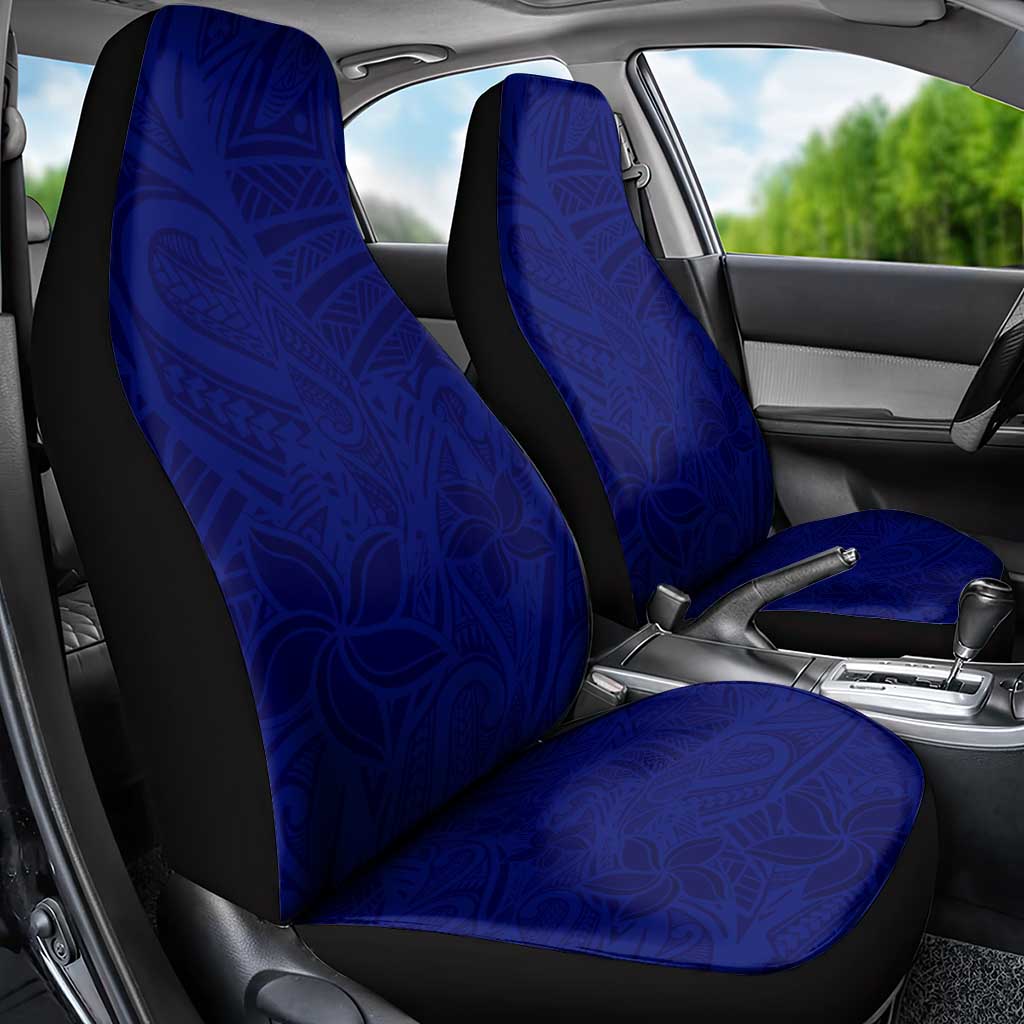 Blue Polynesia Car Seat Cover Polynesian Pattern Mix Plumeria