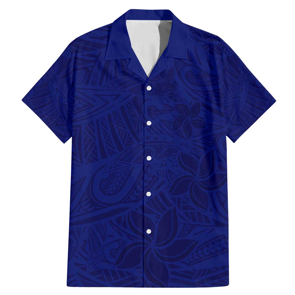 Blue Polynesia Family Matching Mermaid Dress and Hawaiian Shirt Polynesian Pattern Mix Plumeria LT14 Dad's Shirt - Short Sleeve Blue - Polynesian Pride