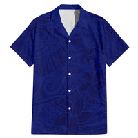 Blue Polynesia Family Matching Mermaid Dress and Hawaiian Shirt Polynesian Pattern Mix Plumeria LT14 Dad's Shirt - Short Sleeve Blue - Polynesian Pride