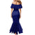 Blue Polynesia Family Matching Mermaid Dress and Hawaiian Shirt Polynesian Pattern Mix Plumeria