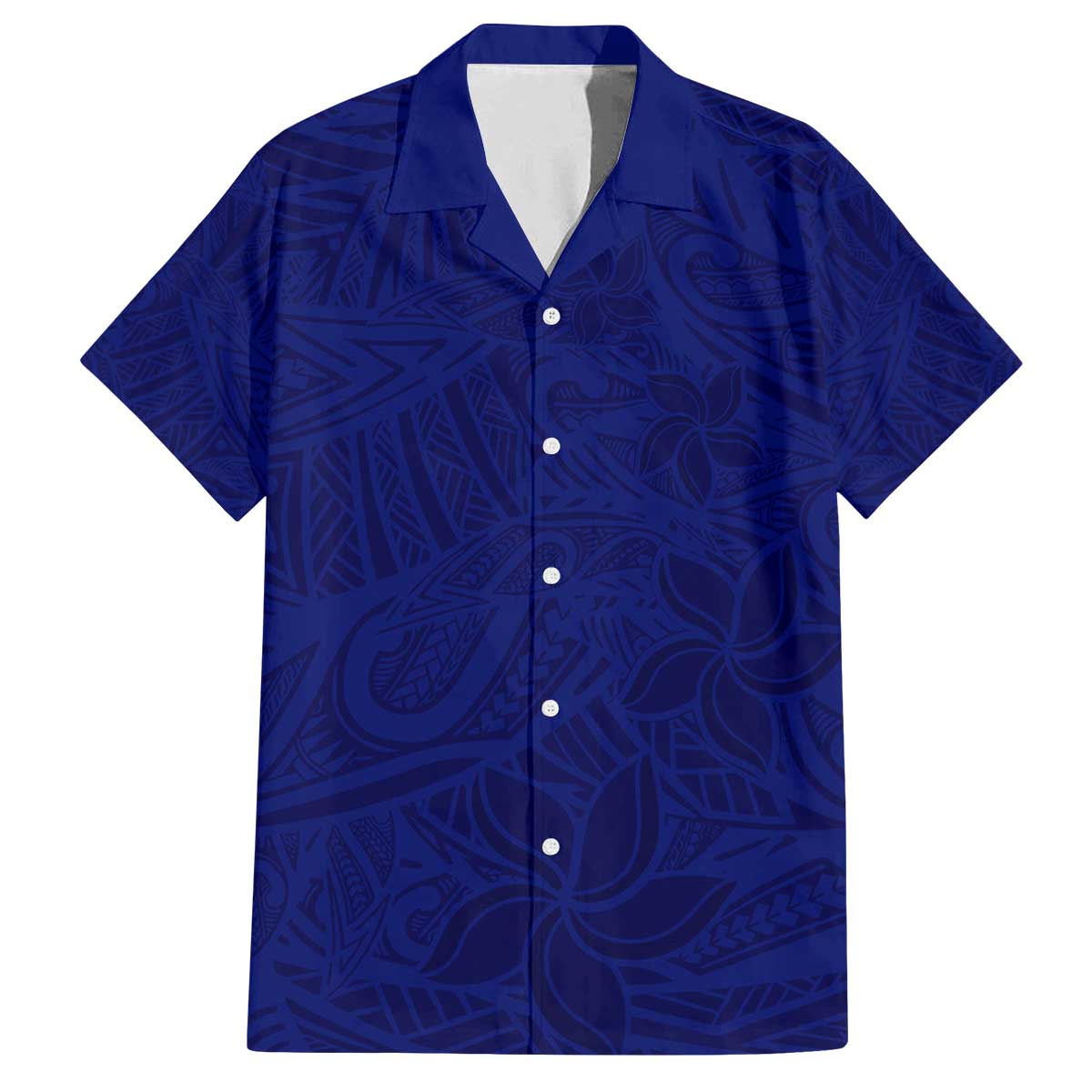Blue Polynesia Family Matching Off Shoulder Short Dress and Hawaiian Shirt Polynesian Pattern Mix Plumeria LT14 Dad's Shirt - Short Sleeve Blue - Polynesian Pride