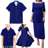 Blue Polynesia Family Matching Puletasi and Hawaiian Shirt Polynesian Pattern Mix Plumeria LT14 - Polynesian Pride