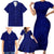 Blue Polynesia Family Matching Short Sleeve Bodycon Dress and Hawaiian Shirt Polynesian Pattern Mix Plumeria