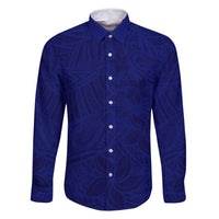 Blue Polynesia Family Matching Summer Maxi Dress and Hawaiian Shirt Polynesian Pattern Mix Plumeria LT14 Dad's Shirt - Long Sleeve Blue - Polynesian Pride