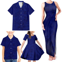 Blue Polynesia Family Matching Tank Maxi Dress and Hawaiian Shirt Polynesian Pattern Mix Plumeria LT14 - Polynesian Pride