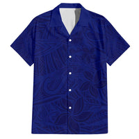 Blue Polynesia Family Matching Tank Maxi Dress and Hawaiian Shirt Polynesian Pattern Mix Plumeria LT14 Dad's Shirt - Short Sleeve Blue - Polynesian Pride