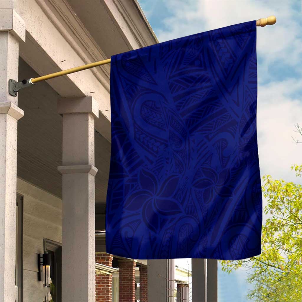 Blue Polynesia Garden Flag Polynesian Pattern Mix Plumeria LT14 House Flag Blue - Polynesian Pride