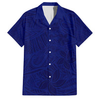 Blue Polynesia Hawaiian Shirt Polynesian Pattern Mix Plumeria LT14 Blue - Polynesian Pride