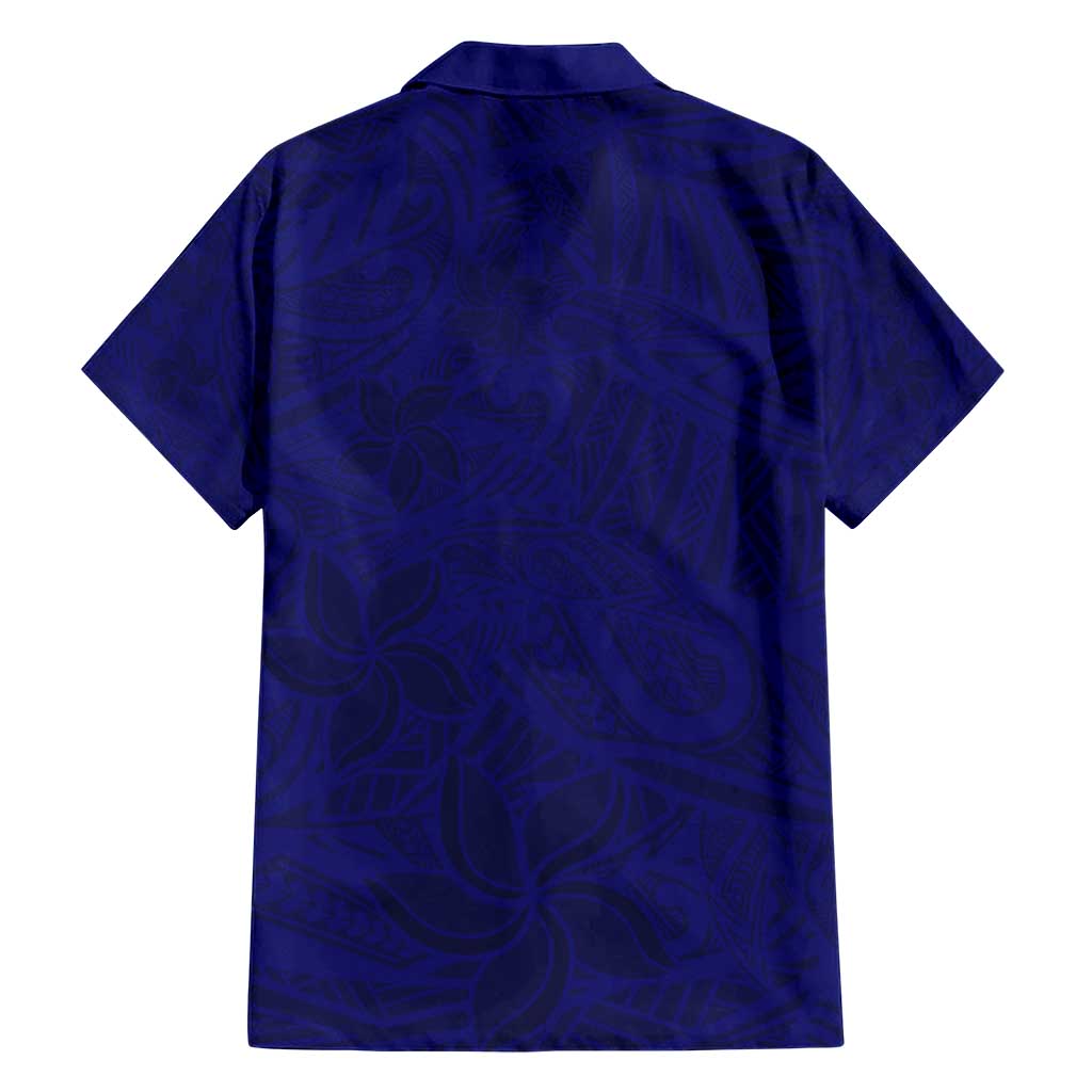 Blue Polynesia Hawaiian Shirt Polynesian Pattern Mix Plumeria LT14 - Polynesian Pride