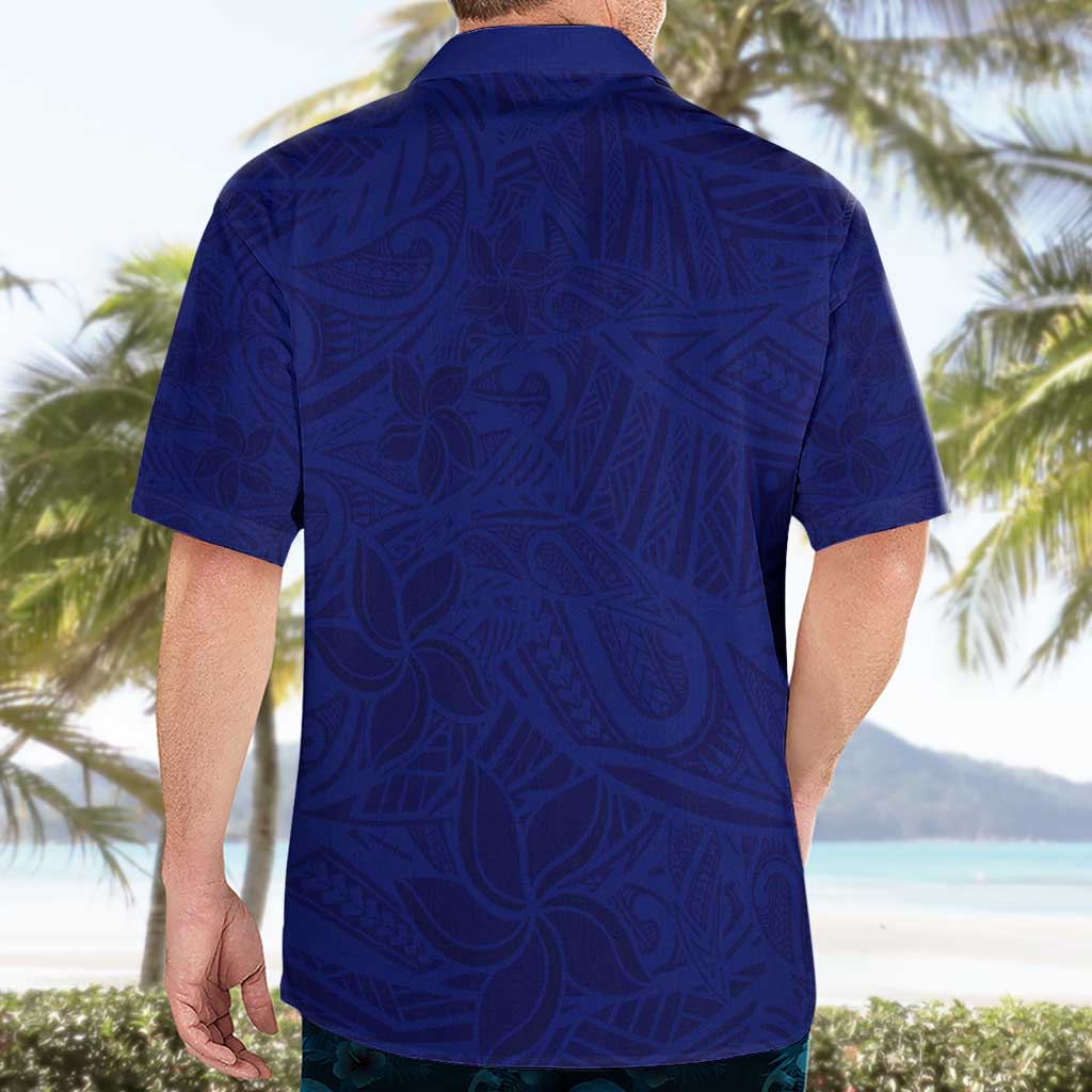 Blue Polynesia Hawaiian Shirt Polynesian Pattern Mix Plumeria LT14 - Polynesian Pride