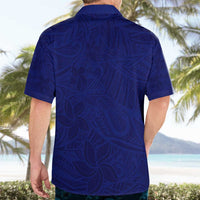 Blue Polynesia Hawaiian Shirt Polynesian Pattern Mix Plumeria LT14 - Polynesian Pride