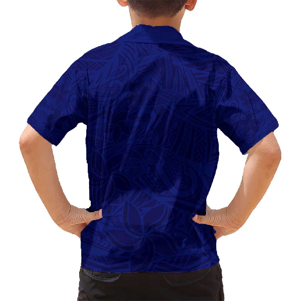 Blue Polynesia Hawaiian Shirt Polynesian Pattern Mix Plumeria LT14 - Polynesian Pride