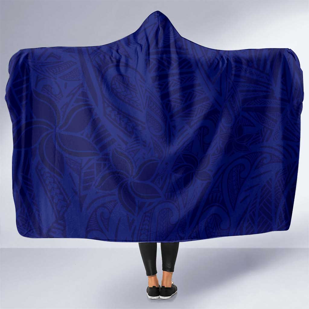 Blue Polynesia Hooded Blanket Polynesian Pattern Mix Plumeria LT14 One Size Blue - Polynesian Pride